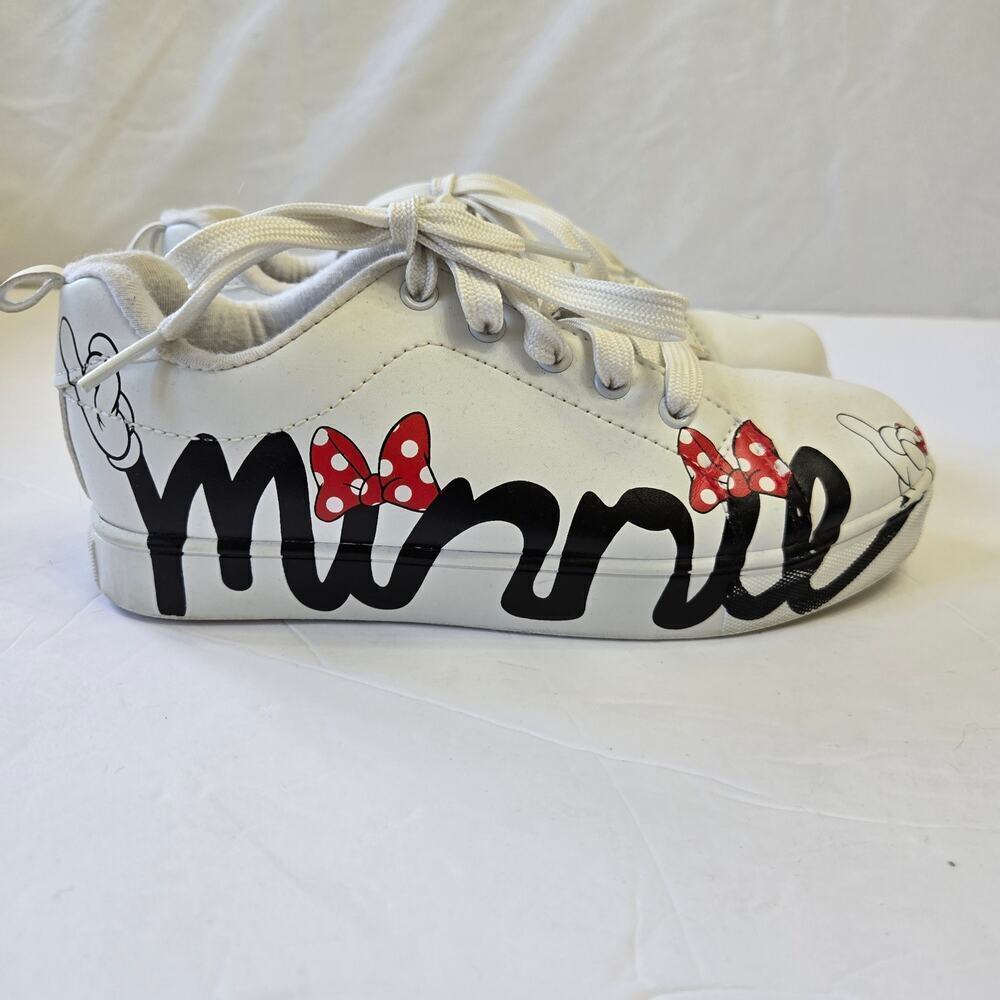 Ground Up Minnie Mouse White Sneakers with Red Bows, Size 3, Kids' Themed Shoes
